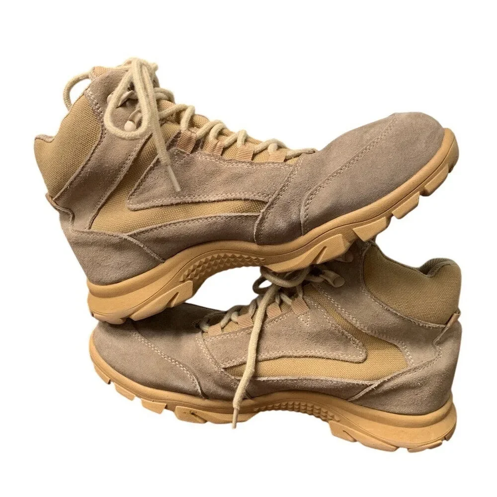 Ludey Mens Size 9 Tan Faux Suede Lightweight Military Tactical Combat Army Boots